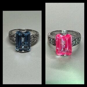 925 Tacori Emerald Cut Blue Spinel Ring